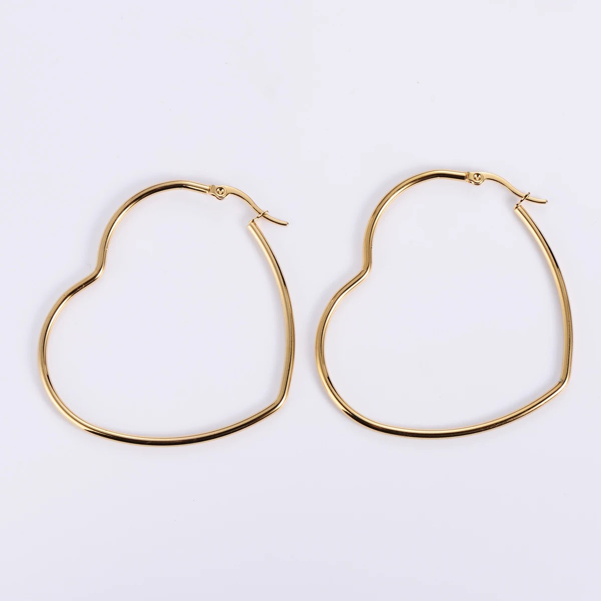 Gold Heart Hoop Earrings