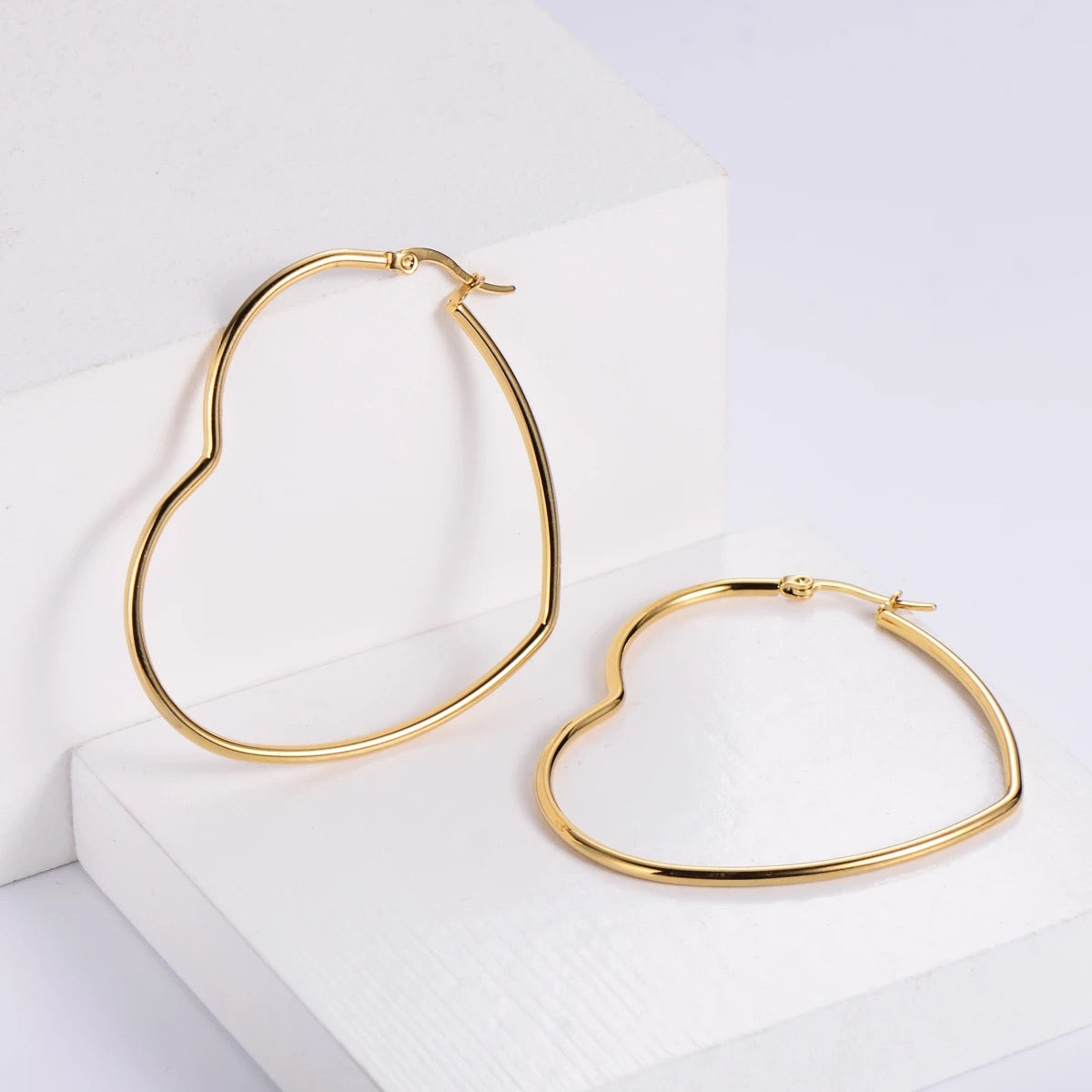 Gold Heart Hoop Earrings