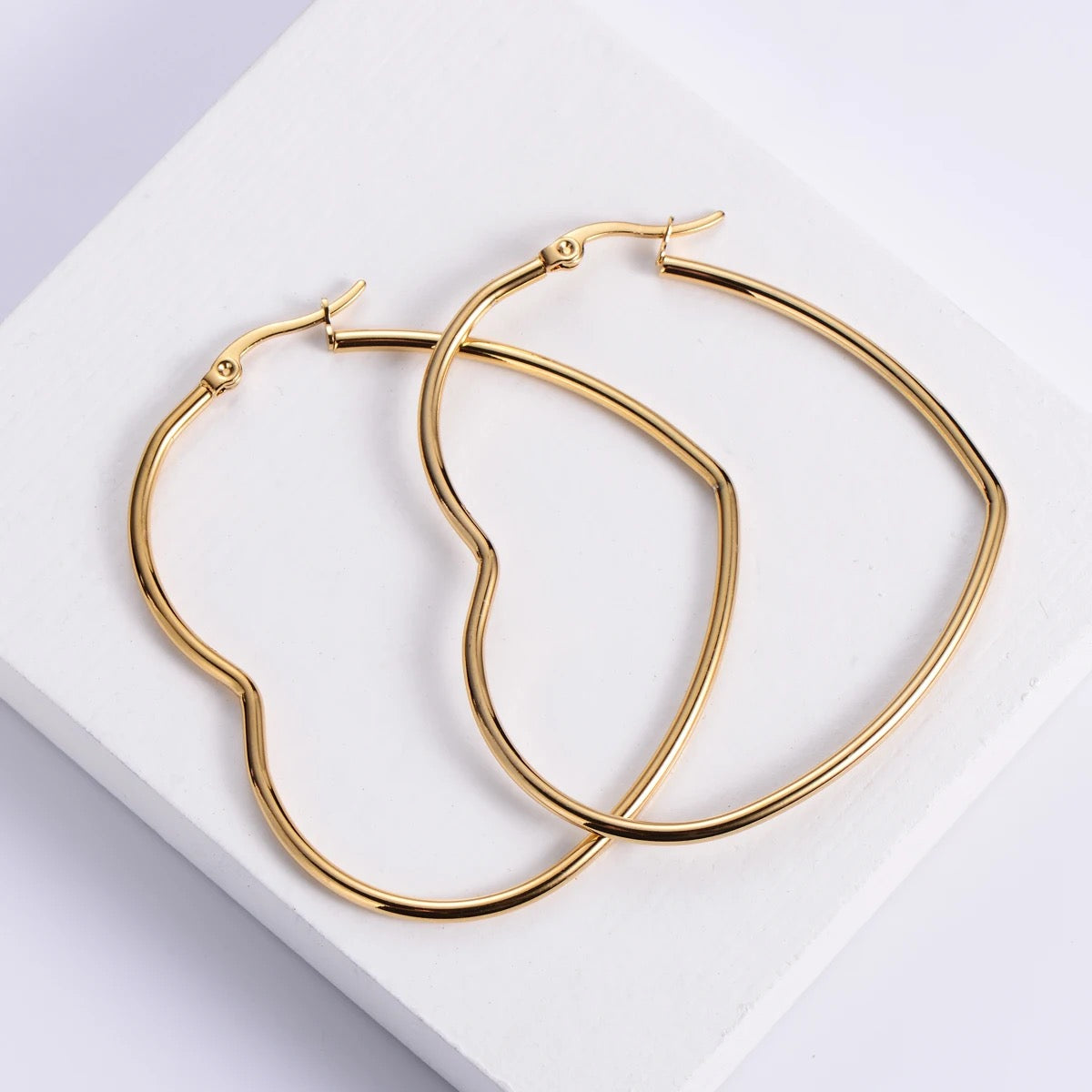 Gold Heart Hoop Earrings